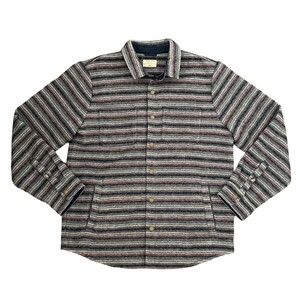 New Marine Layer Mens Large Striped Snap Shacket Long Sleeve $158 MSRP Jacket